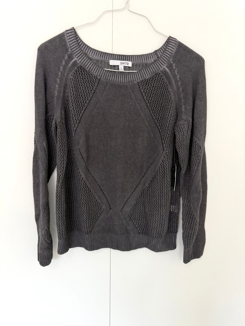 SWTR Women's Cotton Cashmere Pointelle Sweater in Gray